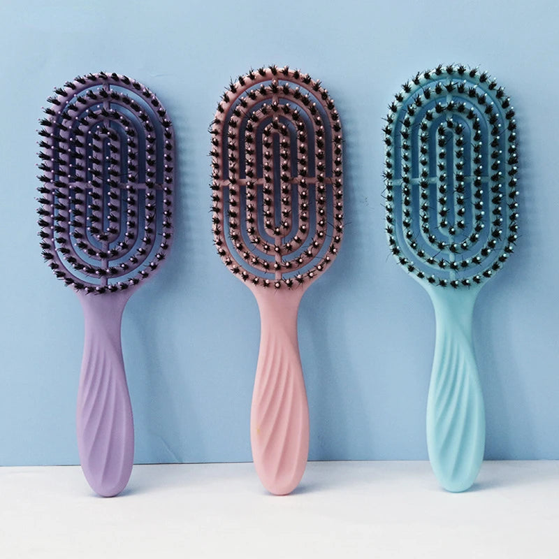 Detangling Curls Hairbrush Tangled Boar Bristle Hair Comb Define Hollow Out Hair Brush Dual Purpose Comb Hair Styling Tools HIP