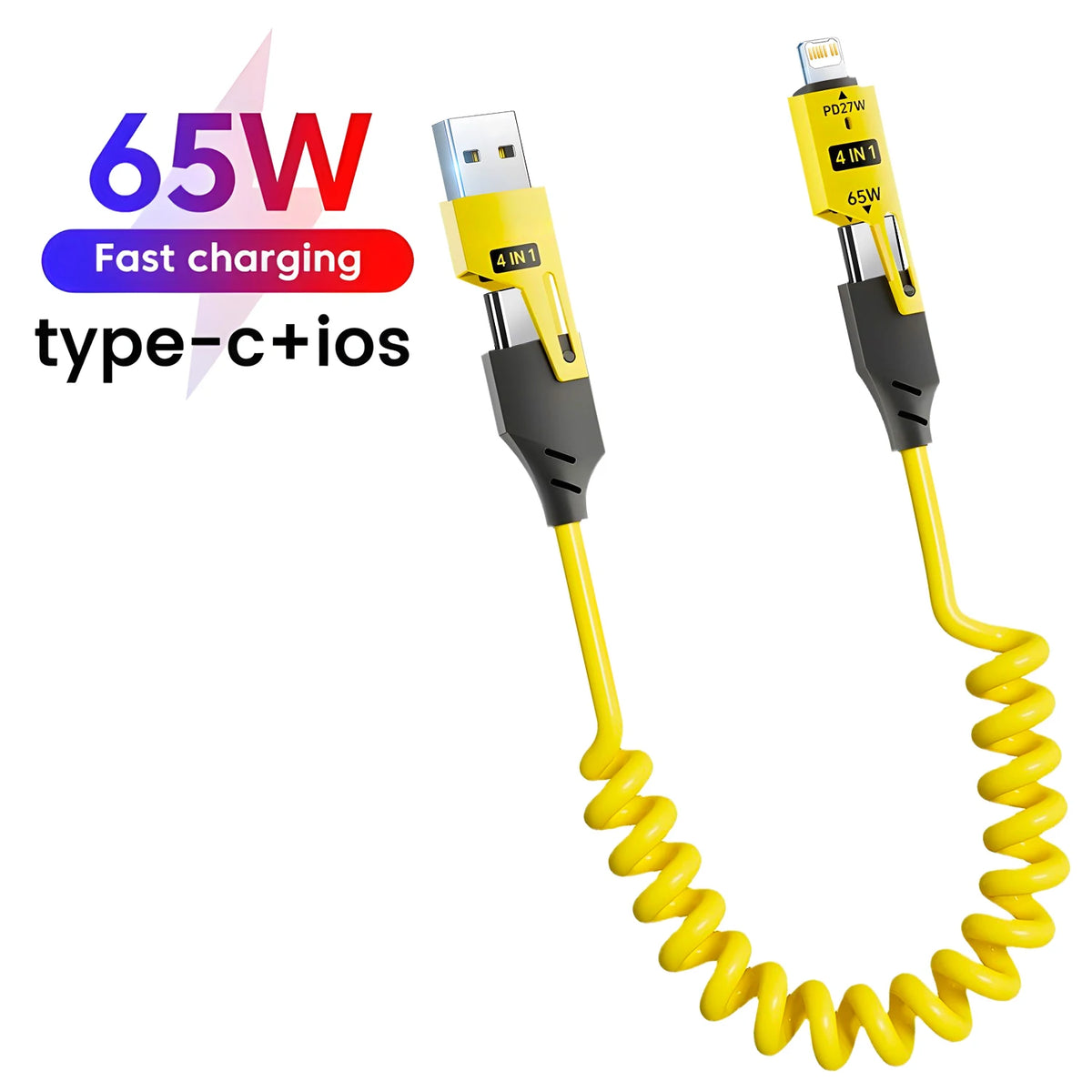 4-in-1 65W Fast Charging Cable – iPhone, USB-C & Micro USB Multi Charging Cable HIP