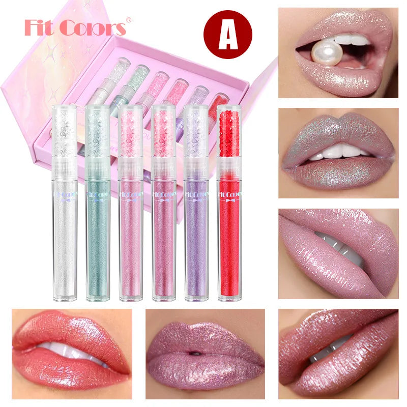 Fit Colors Diamond Lip Gloss Set – 6 Shades, Gift Box Lip Gloss Gift Set HIP