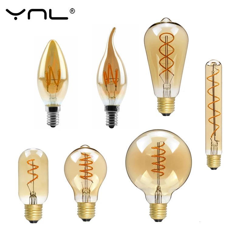 Retro LED Spiral Filament Bulb E14/E27 4W Vintage Edison Lamp LED Filament Bulb HIP