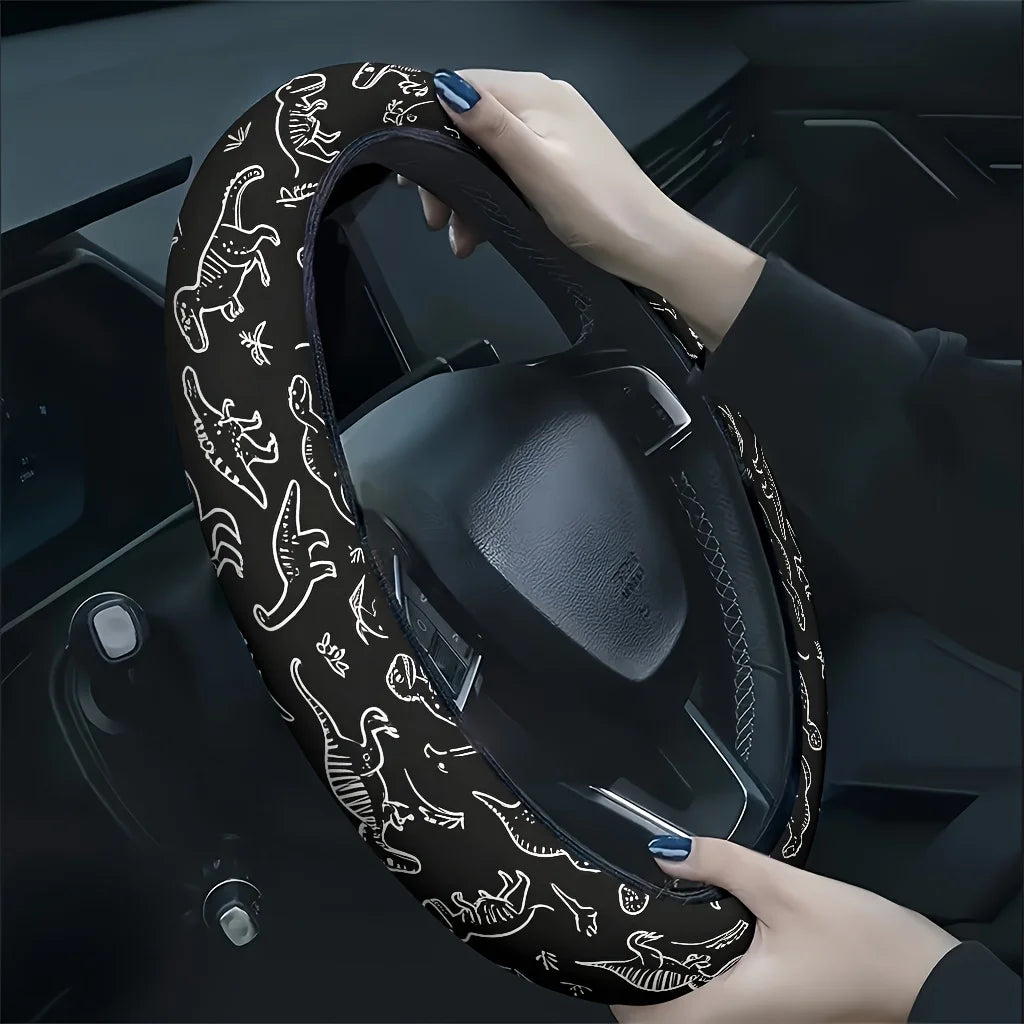 Dinosaur Steering Wheel Cover – Soft, Breathable & Stylish Steering Wheel Cover HIP 1