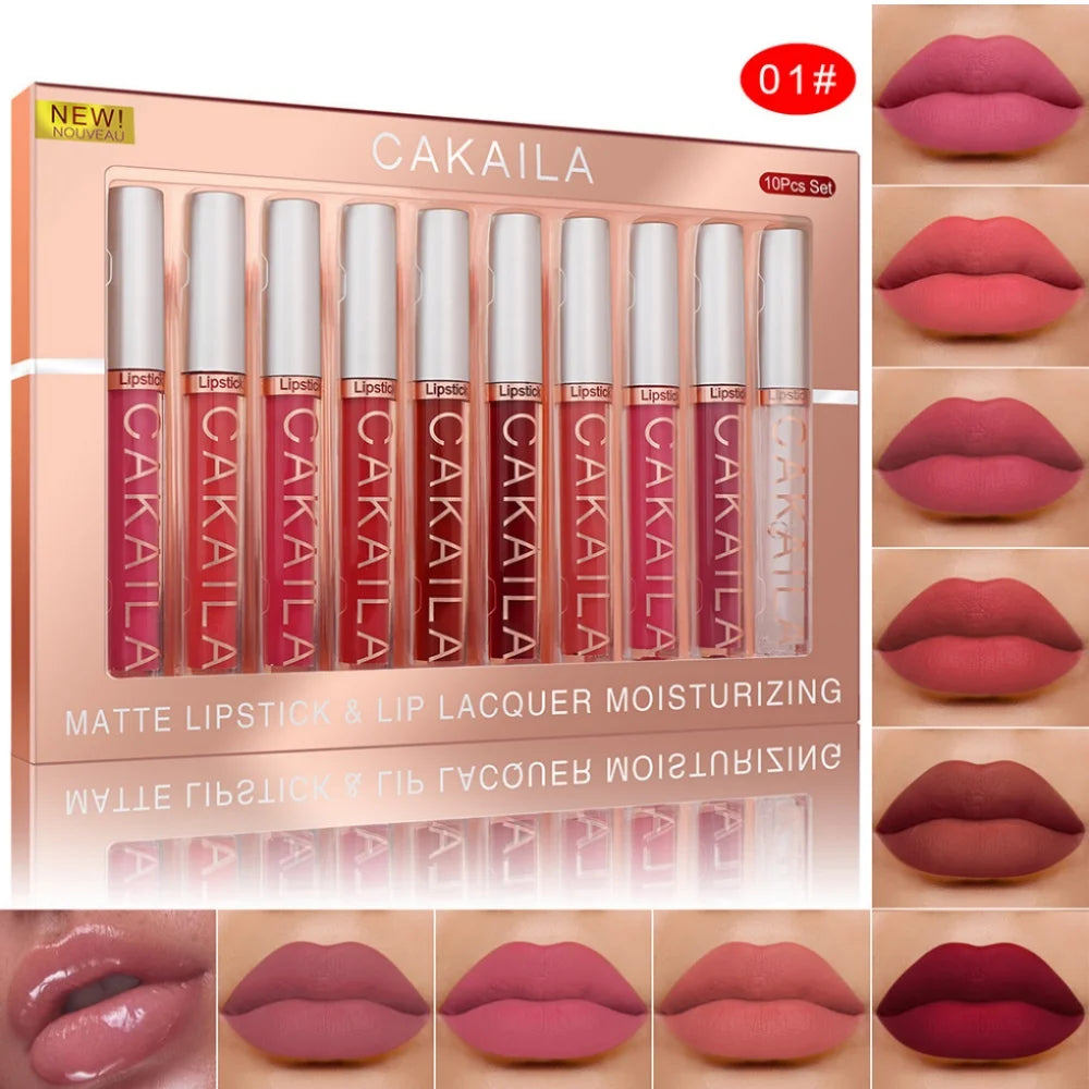 CAKAILA 10-Pc Matte Liquid Lipstick Set – Long-Lasting & Nude Liquid Lipstick Set HIP 01