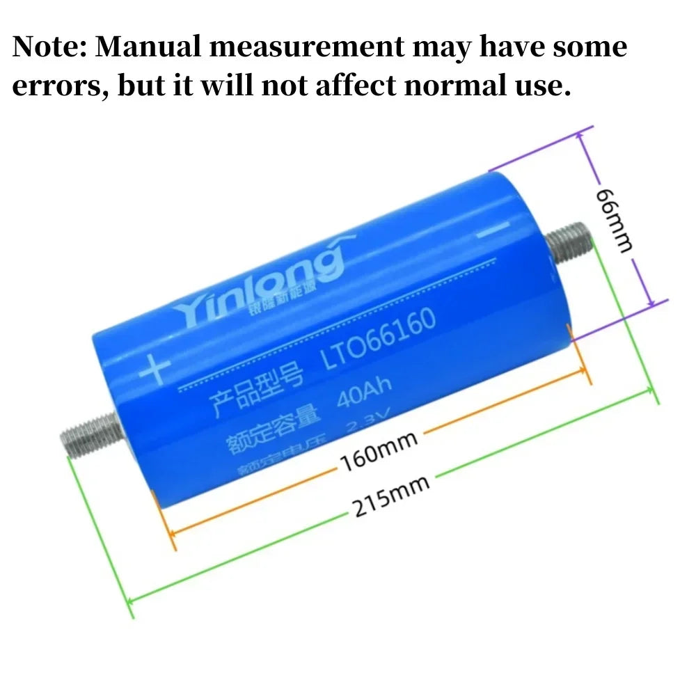 2.3V 40Ah LTO Lithium Titanate Battery Cell – Yinglong 66160 LTO Battery Cell HIP