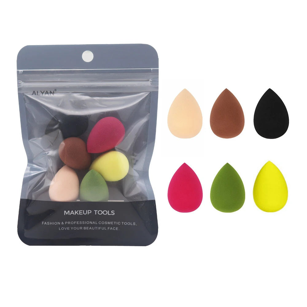 6pcs Mini Makeup Sponge Puff Beauty Powder Sponge for Makeup Concealer Liquid Foundation Face Cosmetic Puff Make Up Sponge HIP Mixed With Bag