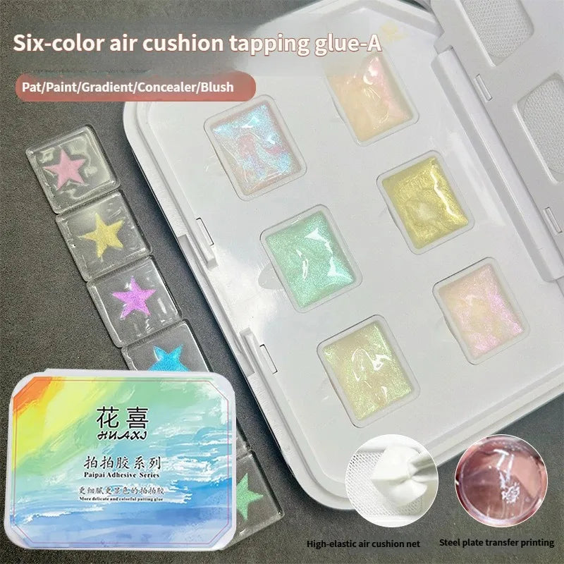 No‑wash Air Cushion Patting Gel Nail Polish 6 Colors Solid Painting Gel High Saturation Pigment Nail Gradient Blush Concealer HIP