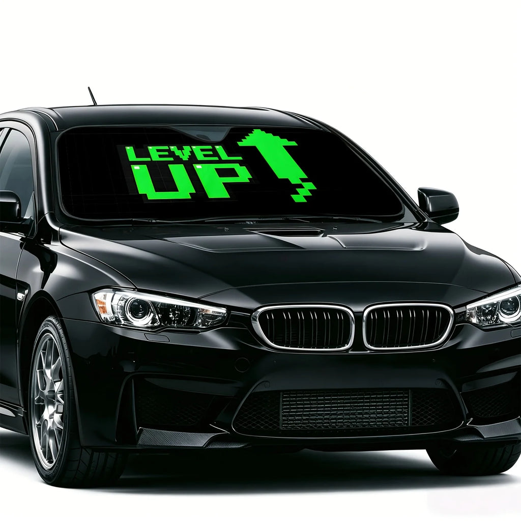 Pixel Arrow Green 2D Printed Car Windshield Sunshade Car Windshield Sunshade HIP