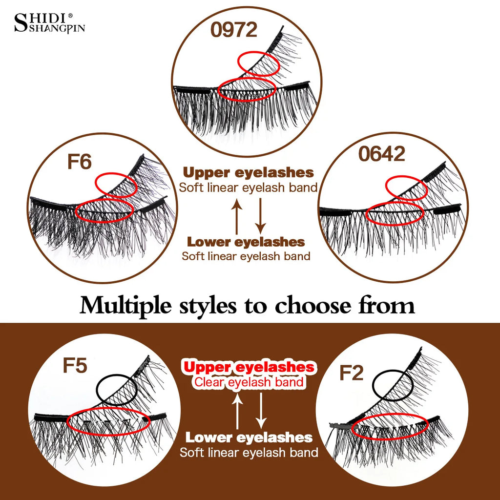 5pairs Magnetic Eyelashes Handmade 3D Natural Magnetic False Eyelashes Reusable Magnetic Eyelashes Tweezers Set Lashes Extension HIP