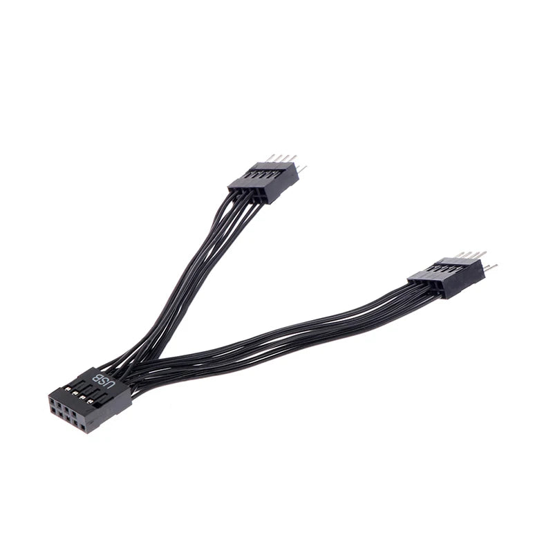 9-Pin USB Y Splitter Cable – 1 Female to 2 Male Motherboard USB Splitter Cable HIP one size