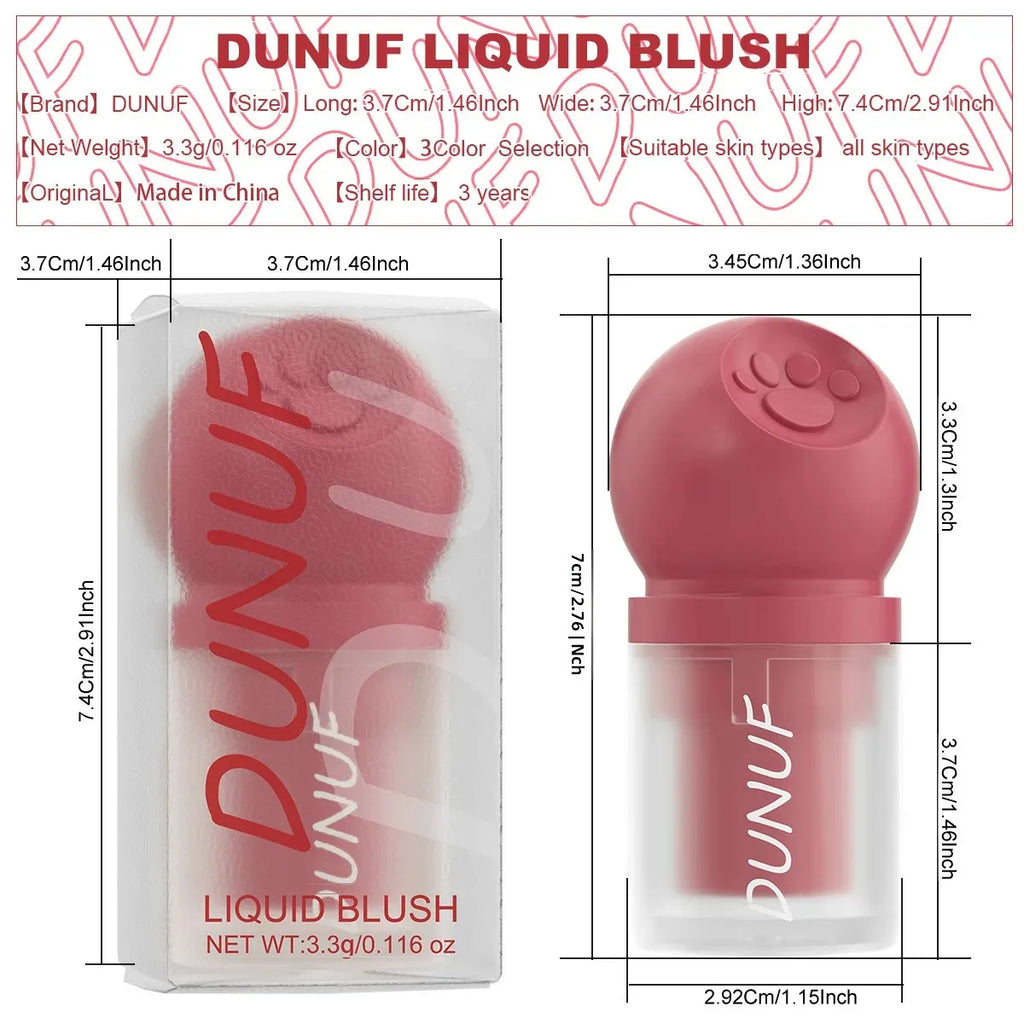 DUNUF Cat Paw Liquid Blush Trio – Buildable & Long-Lasting Liquid Blush Stick HIP